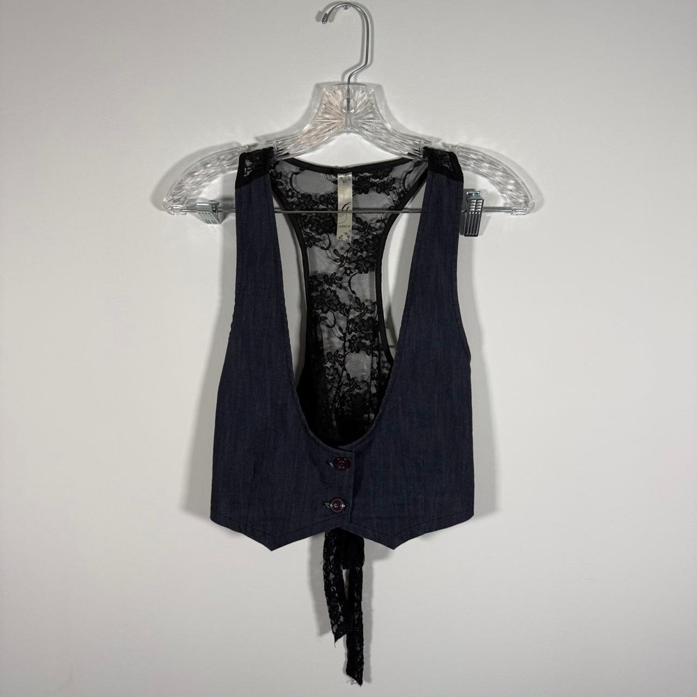 y2k mini vest with lace back